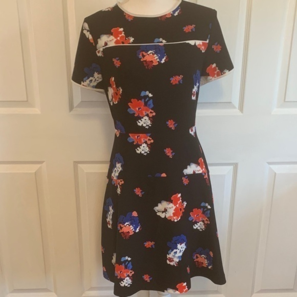 Vince Camuto Black Dress with Red and Blue Floral Print